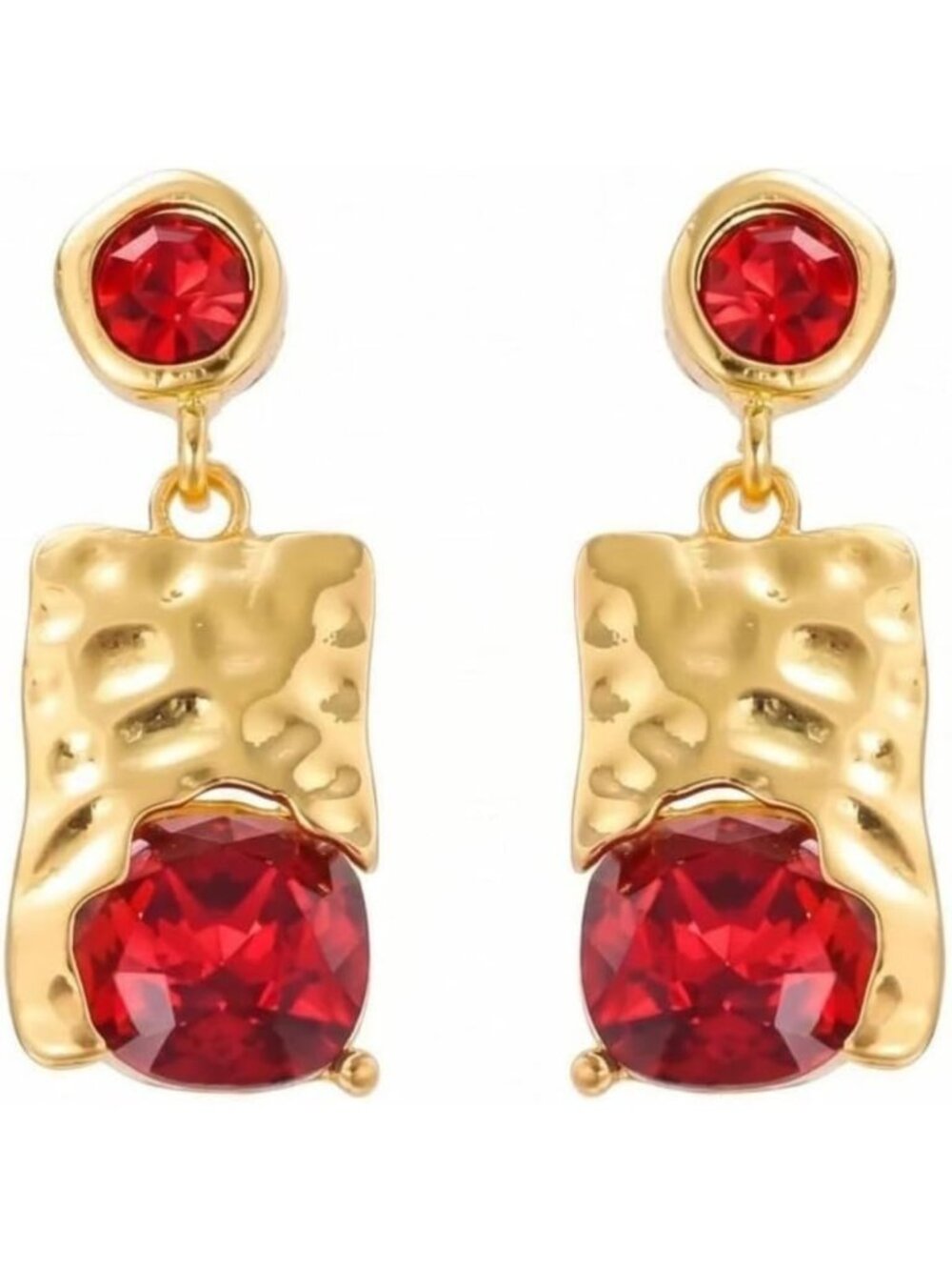 Trendy Dangle Earrings for Women - Brown Cubic Zirconia, 18K Gold Plated